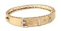 A 14 Karat Yellow Gold and Diamond Belt Motif Bangle Bracelet