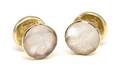 A Pair of 14 Karat Yellow Gold and Moonstone Cufflinks