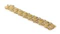 A 14 Karat Yellow Gold and Diamond Textured Link Bracelet