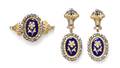 An 18 Karat Yellow Gold Diamond and Enamel Jewelry DemiParure