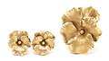 A 14 Karat Yellow Gold Flower Brooch and Matching Flower Earclips