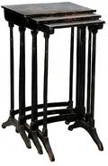 500 19thC Chinoiserie Black Lacquered Nest of 3 Tables
