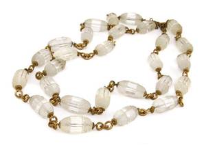 A Double Strand Gold Tone and Crystal Bead Necklace