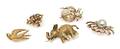 A Group of Yellow Gold Animal Pins