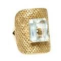 An 18 Karat Yellow Gold and Aquamarine Ring