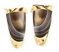 A Pair of 14 Karat Yellow Gold and Lace Agate Earclips