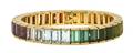An 18 Karat Yellow Gold and Multi Color Gem Line Bracelet