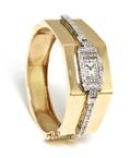 A 14 Karat Yellow Gold Platinum and Diamond Wristwatch Cuff
