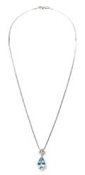 An 18 Karat White Gold Aquamarine and Diamond Pendant H Stern