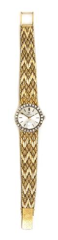 An 18 Karat Two Tone Gold and Diamond Wristwatch Omega