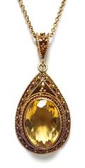 A 14 Karat Yellow Gold and Citrine Pendant