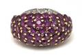An 18 Karat Yellow Gold Ruby and Diamond Pave Ring J Rossi
