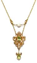 A 14 Karat Yellow Gold Peridot and Pearl Necklace