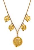 A 14 Karat Yellow Gold Necklace with Five Pendants