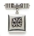 A Sterling Silver Bar Pin and Square Locket Georg Jensen