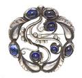 A Sterling Silver and Synthetic Sapphire Brooch Georg Jensen