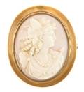 A 14 Karat Rose Gold and Conch Shell Cameo BroochPendant
