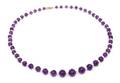 A 14 Karat Yellow Gold Amethyst and Cultured Pearl Single Strand Necklace