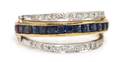A 14 Karat Two Tone Gold Diamond Ruby and Sapphire Reversible Band