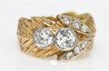A 14 Karat Yellow Gold and Diamond Ring