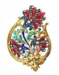 An Art Nouveau Silver Topped Gold PliqueaJour Enamel and Diamond BroochPendant