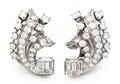 A Pair of Platinum and Diamond Earclips