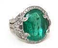 A Platinum Emerald and Diamond Ring