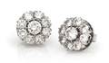 A Pair of 14 Karat White Gold and Diamond Earrings