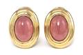 A Pair of 18 Karat Yellow Gold and Rhodochrosite Earclips
