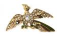 An 18 Karat Yellow Gold Polychrome Enamel and Diamond Bird Brooch