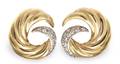 A Pair of 18 Karat Yellow Gold and Diamond Spiral Earclips Verdura