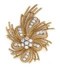 An 18 Karat Yellow Gold and Diamond En Tremblant Brooch French