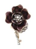 A 14 Karat Rose Gold Diamond and Enamel Articulated Flower Brooch