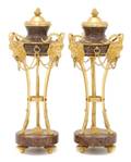 A Pair of Neoclassical Gilt Bronze Mounted Marble Cassolettes