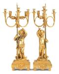A Pair of Gilt Bronze FiveLight Figural Candelabra