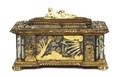 A Continental Ivory Mounted Giltwood and Eglomise Table Casket