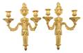 A Pair of Louis XVI Style Gilt Bronze TwoLight Sconces