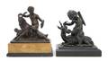 A Pair of Continental Patinated Bronze Figural Groups