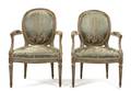 A Pair of Louis XVI Style Painted Fauteuils