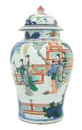 A Chinese Wucai Lidded Vase and Cover