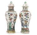 A Pair of Chinese Faceted Baluster Vases