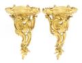 A Pair of Louis XV Style Gilt Bronze Wall Brackets