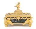 A Continental Neoclassical Gilt Bronze and Marble Inkwell