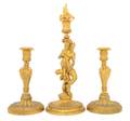 A Pair of Continental Gilt Bronze Candlesticks