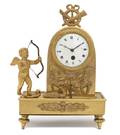 An Empire Style Gilt Bronze Figural Table Clock
