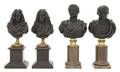 Two Pairs of Continental Patinated Bronze Busts