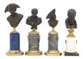 A Collection of Four Continental Patinated Bronze Busts