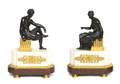 A Pair of Neoclassical Patinated and Gilt Bronze Figures