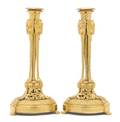 A Pair of Neoclassical Gilt Bronze Candlesticks