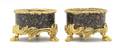 A Pair of Continental Gilt Bronze Mounted Marble Salts